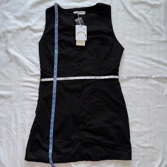 Commense Sleeveless Mini Dress Button‎ Front Fitted Party Cocktail Black Size L - Picture 9 of 17